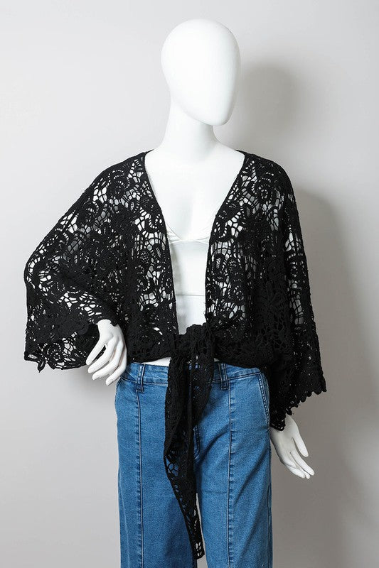 Crochet Floral Petal Kimono Wrap