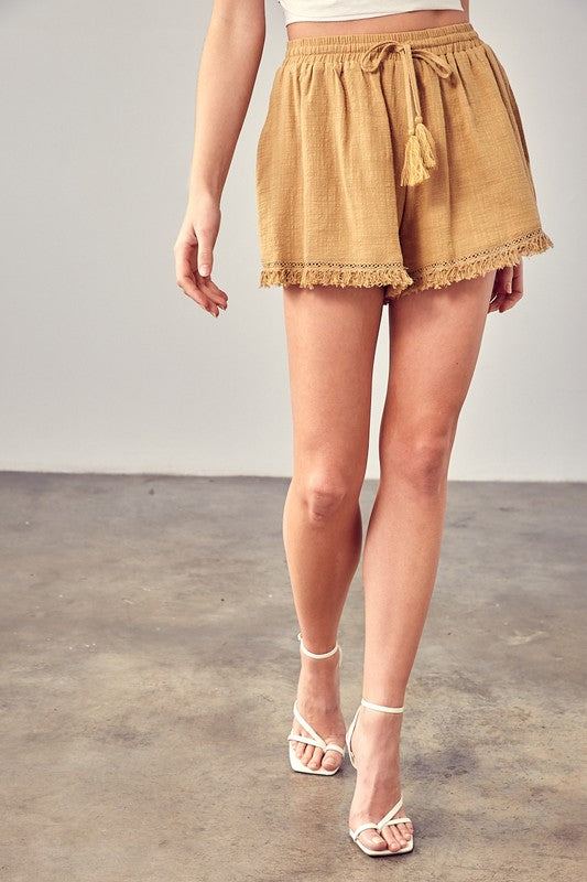 Fringe Trim Shorts