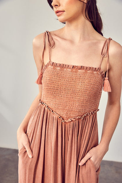 Boho Smocked Jumpsuit