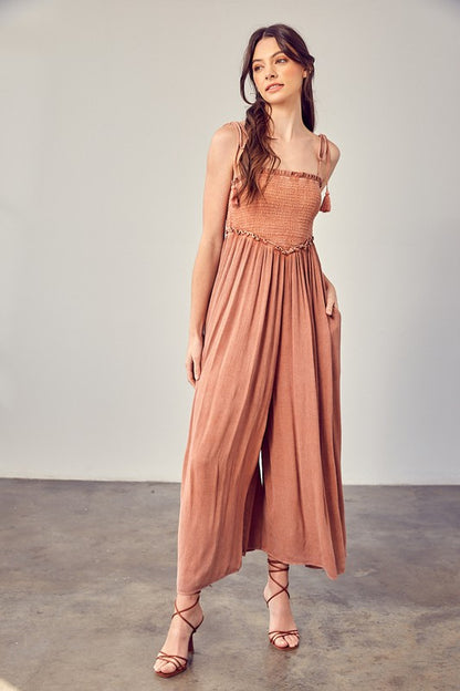 Boho Smocked Jumpsuit