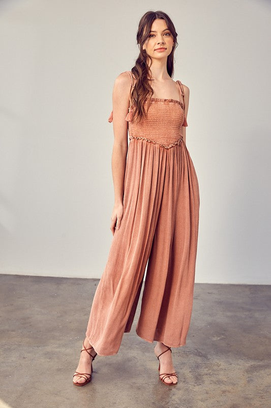 Boho Smocked Jumpsuit