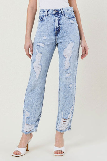 High Waisted Acid Wash Jeans