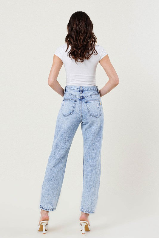 High Waisted Acid Wash Jeans