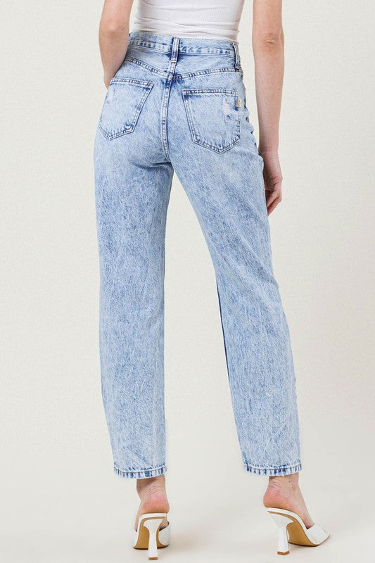 High Waisted Acid Wash Jeans