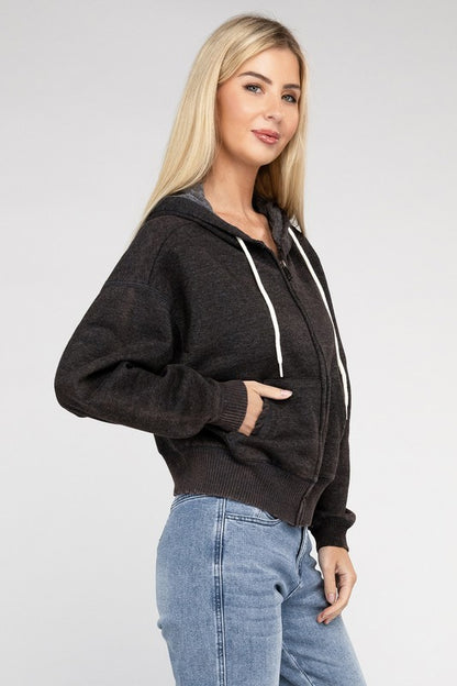 Acid Wash Fleece Cropped Hoodie