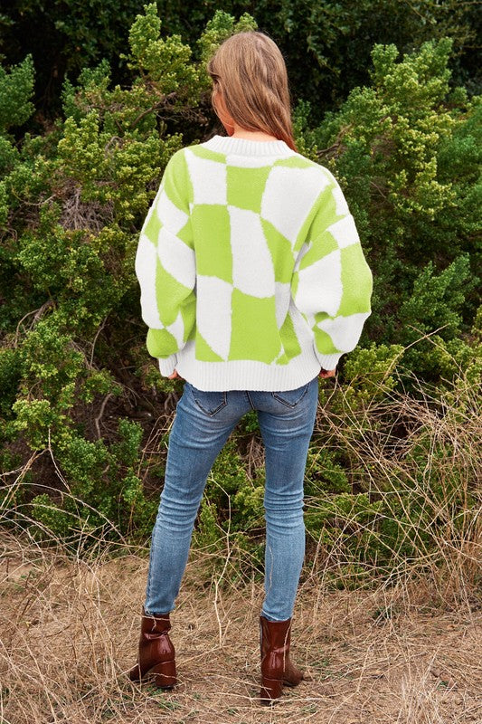 Geo Checker Knit Sweater