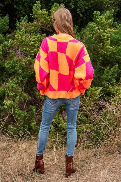 Geo Checker Knit Sweater