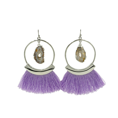 Agate Collection - Silver Royal Fringe Earrings