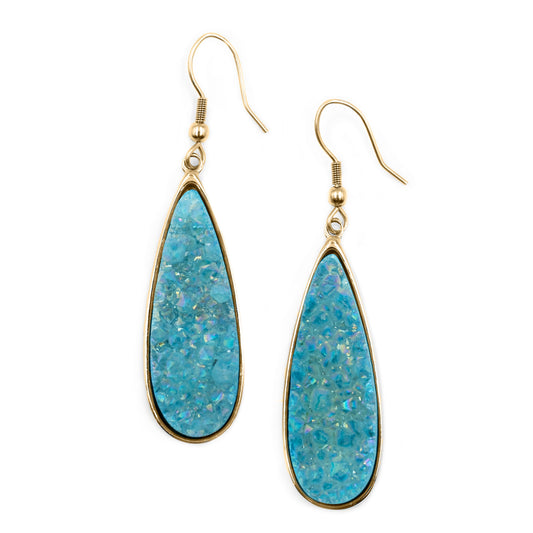 Druzy Collection - Azure Quartz Drop Earrings