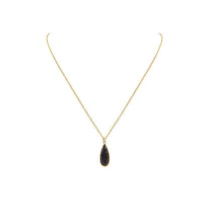 Druzy Collection - Petite Raven Quartz Drop Necklace