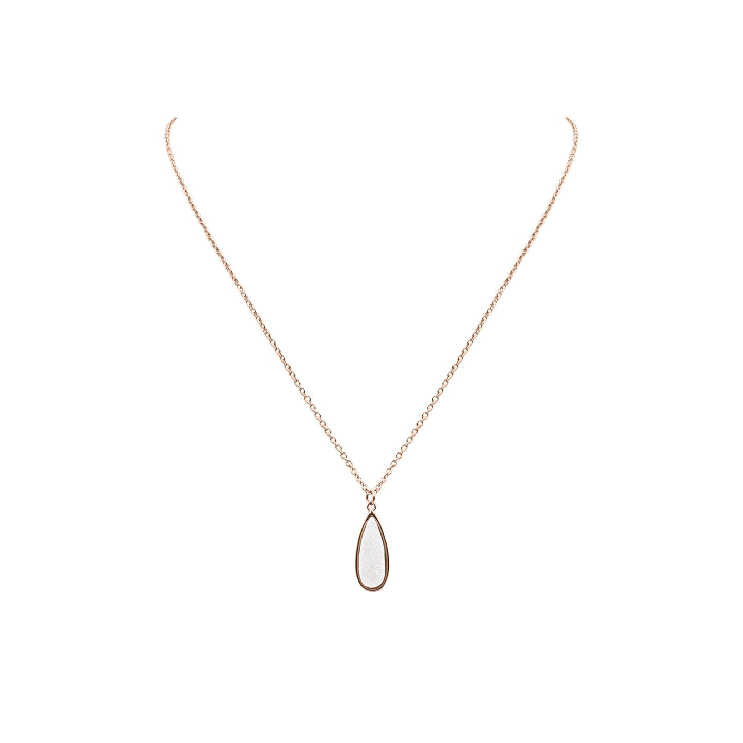 Druzy Collection - Rose Gold Petite Quartz Drop Necklace