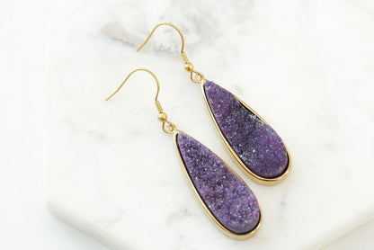 Druzy Collection - Royal Quartz Drop Earrings