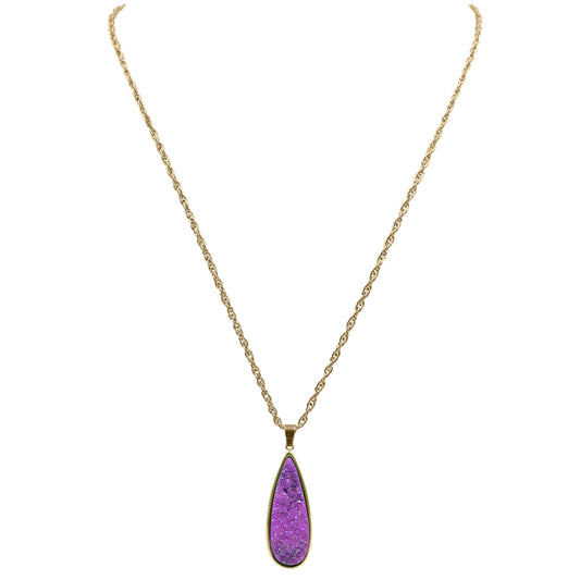 Druzy Collection - Royal Quartz Drop Necklace