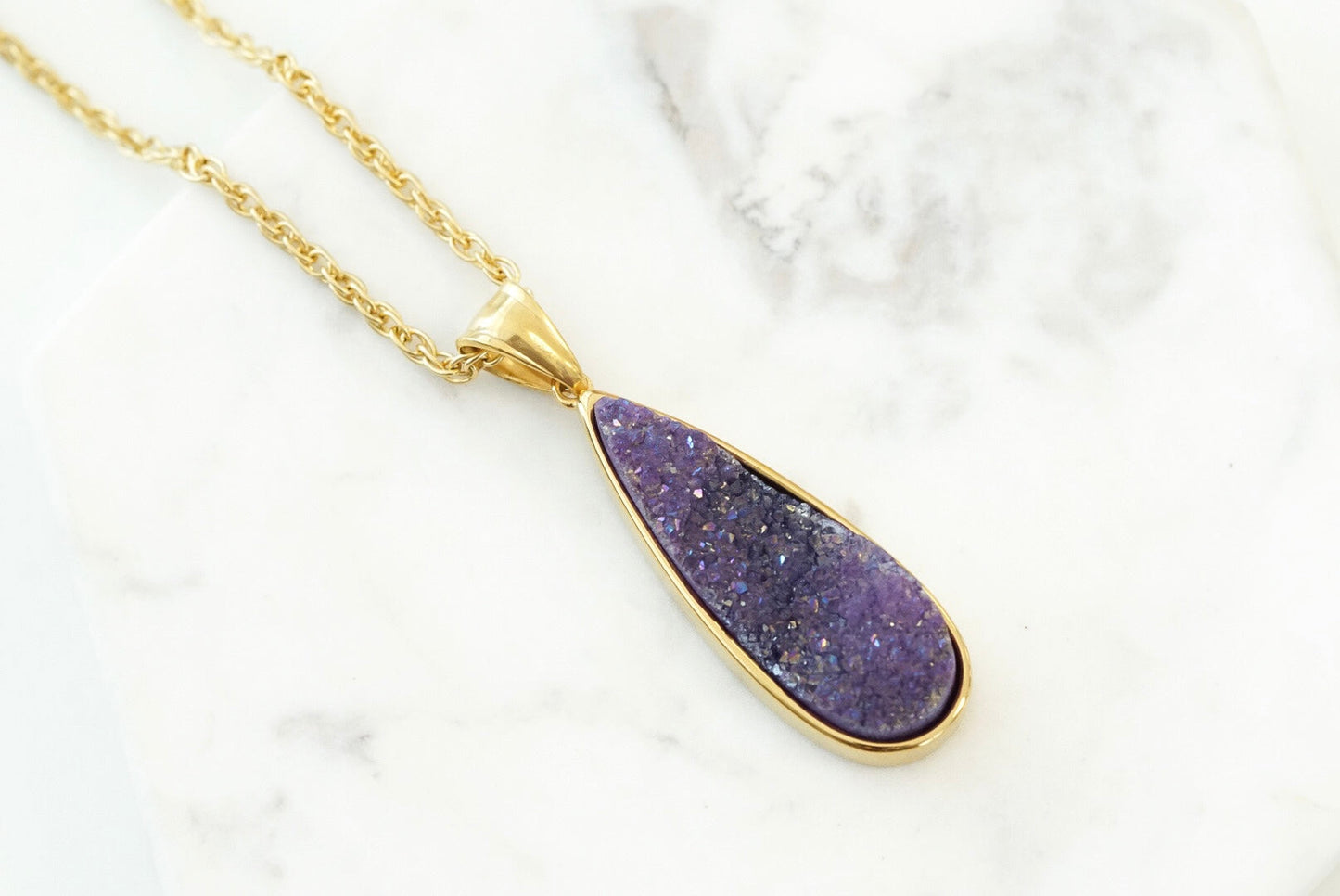 Druzy Collection - Royal Quartz Drop Necklace