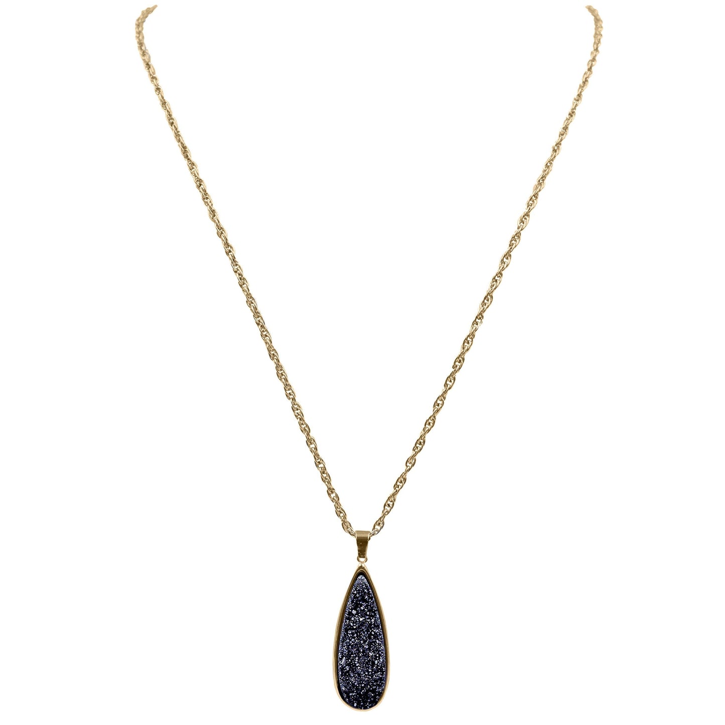 Druzy Collection - Raven Quartz Drop Necklace