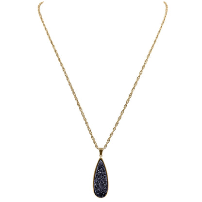 Druzy Collection - Raven Quartz Drop Necklace