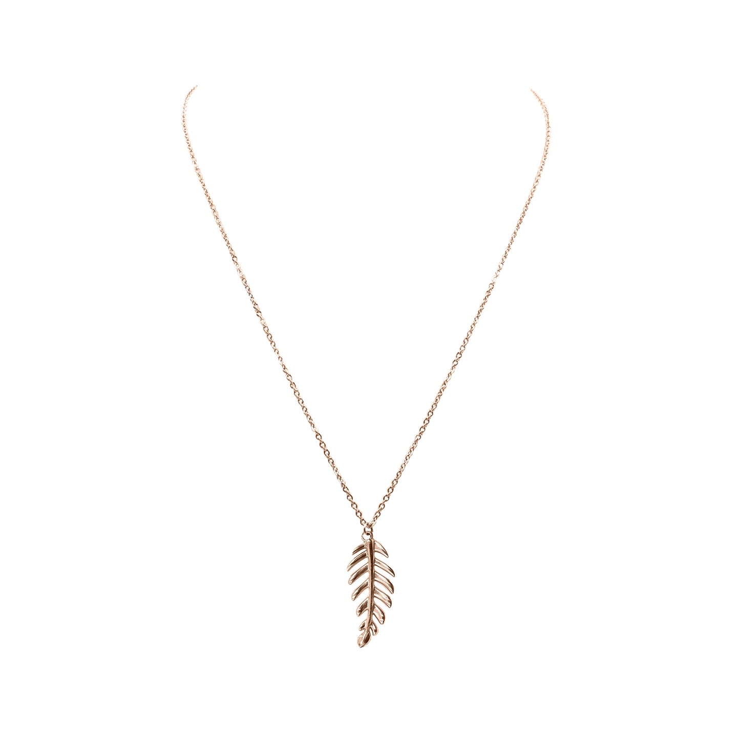 Goddess Collection - Rose Gold Laurel Leaf Drop Necklace