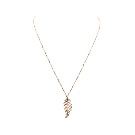 Goddess Collection - Rose Gold Laurel Leaf Drop Necklace