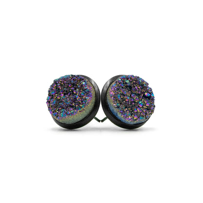 Stone Collection - Black Elara Cosmic Quartz Stud Earrings