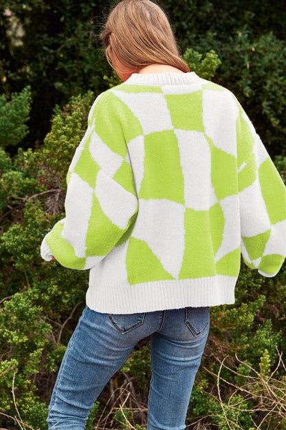 Geo Checker Knit Sweater