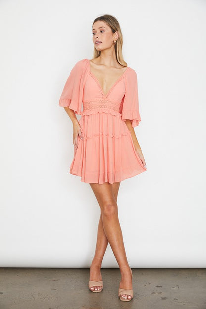 Flutter Sleeved Mini Dress